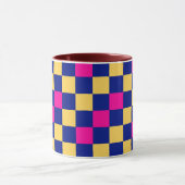 Blue Yellow Pink Checkered Pattern Design  Mok (Midden)