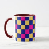 Blue Yellow Pink Checkered Pattern Design  Mok (Links)