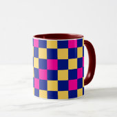 Blue Yellow Pink Checkered Pattern Design  Mok (Voorkant rechts)