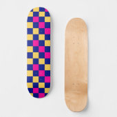 Blue Yellow Pink Checkered Pattern Design  Persoonlijk Skateboard (Voorkant)