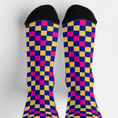 Blue Yellow Pink Checkered Pattern Design  Sokken (Top)