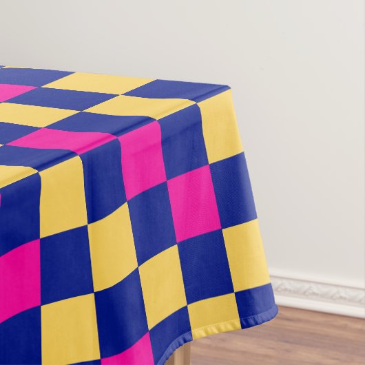Blue Yellow Pink Checkered Pattern Design  Tafelkleed (Voorbeeld)