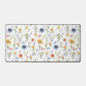 Blue Yellow Pink Floral Wildflower Desk Mat (Voorkant)
