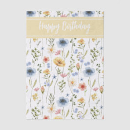 Blue Yellow Pink Watercolor Wildflower Name Tissuepapier
