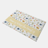 Blue Yellow Pink Wildflower Watercolor Saying  Deurmat (Schuin)