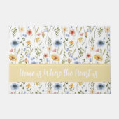 Blue Yellow Pink Wildflower Watercolor Saying  Deurmat (Voorkant)