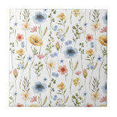 Blue Yellow Pink Wildflower Watercolor Tegeltje (Voorkant)
