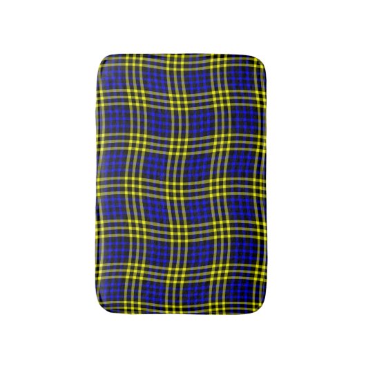 Blue Yellow Plaid Checker Seamless Pattern Badmat (Voorkant Verticaal)