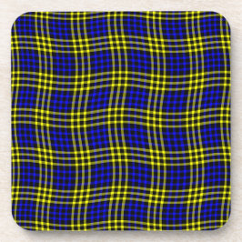 Blue Yellow Plaid Checker Seamless Pattern Bier Onderzetter