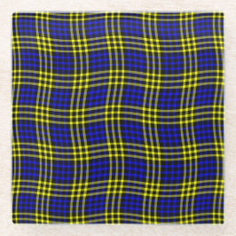 Blue Yellow Plaid Checker Seamless Pattern Glazen Onderzetter