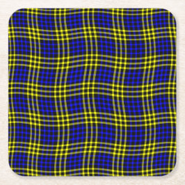 Blue Yellow Plaid Checker Seamless Pattern Kartonnen Onderzetters