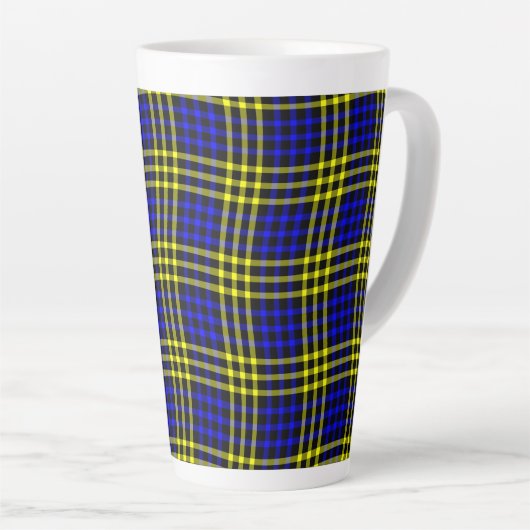 Blue Yellow Plaid Checker Seamless Pattern Latte Mok (Rechterhoek)