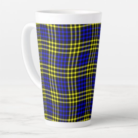 Blue Yellow Plaid Checker Seamless Pattern Latte Mok (Linkerhoek)