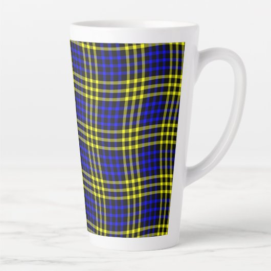Blue Yellow Plaid Checker Seamless Pattern Latte Mok (Rechts)