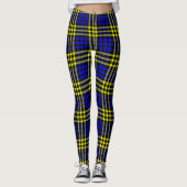Blue Yellow Plaid Checker Seamless Pattern Leggings (Voorkant)