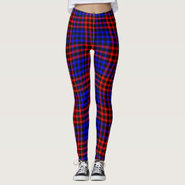 Blue Yellow Plaid Checker Seamless Pattern Leggings