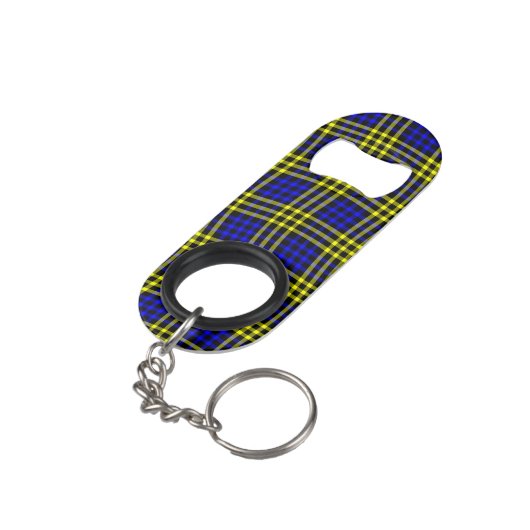 Blue Yellow Plaid Checker Seamless Pattern Mini Flessenopener (Achterkant Gekanteld)