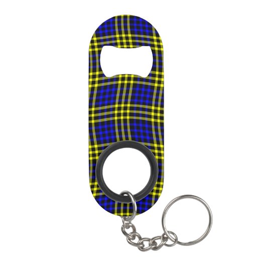 Blue Yellow Plaid Checker Seamless Pattern Mini Flessenopener (Achterkant)