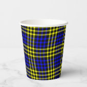 Blue Yellow Plaid Checker Seamless Pattern Papieren Bekers (Achterkant)