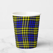 Blue Yellow Plaid Checker Seamless Pattern Papieren Bekers (Links)