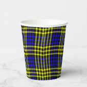 Blue Yellow Plaid Checker Seamless Pattern Papieren Bekers (Rechts)