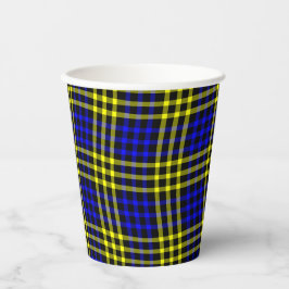 Blue Yellow Plaid Checker Seamless Pattern Papieren Bekers