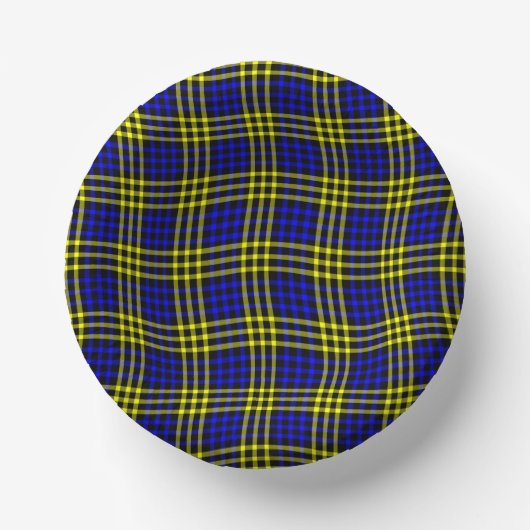 Blue Yellow Plaid Checker Seamless Pattern Papieren Kommen (Voorkant)