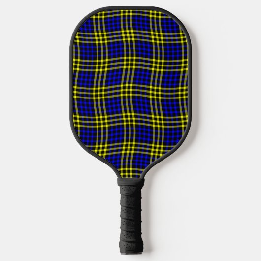 Blue Yellow Plaid Checker Seamless Pattern Pickleball Paddle (Voorkant)