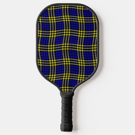 Blue Yellow Plaid Checker Seamless Pattern Pickleball Paddle (Achterkant)