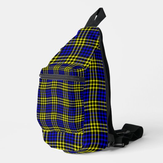 Blue Yellow Plaid Checker Seamless Pattern Sling Bag (Rechterhoek)