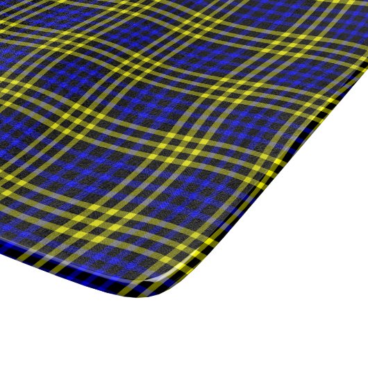 Blue Yellow Plaid Checker Seamless Pattern Snijplank (Hoek)