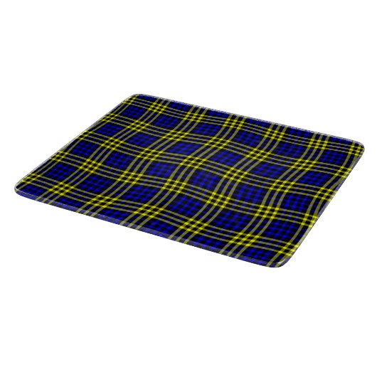 Blue Yellow Plaid Checker Seamless Pattern Snijplank (Hoek)