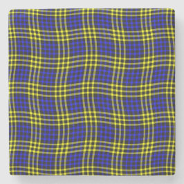 Blue Yellow Plaid Checker Seamless Pattern Stenen Onderzetter