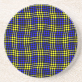Blue Yellow Plaid Checker Seamless Pattern Zandsteen Onderzetter