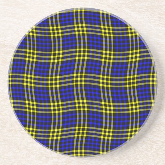 Blue Yellow Plaid Checker Seamless Pattern Zandsteen Onderzetter (Voorkant)