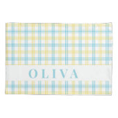 Blue Yellow Plaid Custom Name Kussensloop (Achterkant)