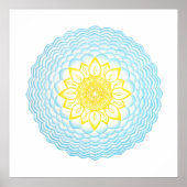 Blue Yellow Protection Mandala Geometrical Poster (Voorkant)