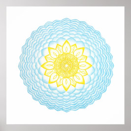 Blue Yellow Protection Mandala Geometrical Poster