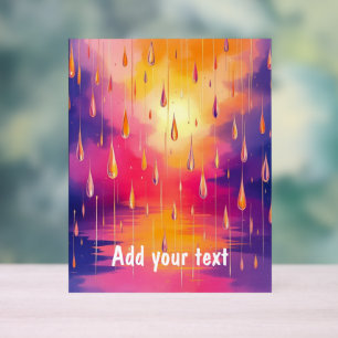 Blue Yellow Rain Drops Natuur Waterverf Acryl Bord