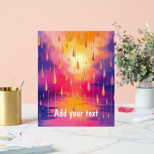 Blue Yellow Rain Drops Natuur Waterverf Acryl Bord (Huwelijk)