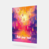 Blue Yellow Rain Drops Natuur Waterverf Acryl Bord (Hoek)