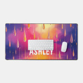 Blue Yellow Rain Drops Waterverf Kleurrijk Bureaumat (Keyboard & Muis)