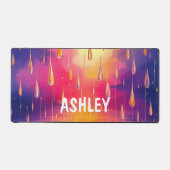 Blue Yellow Rain Drops Waterverf Kleurrijk Bureaumat (Voorkant)