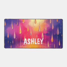 Blue Yellow Rain Drops Waterverf Kleurrijk Bureaumat