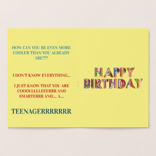 Blue Yellow Red 13th Official Teenager Birthday Folie Kaarten (Binnen)