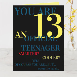 Blue Yellow Red 13th Official Teenager Boy Birthda Kaart
