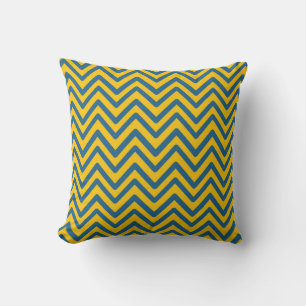 Blue Yellow Retro Chevron Pattern Kussen