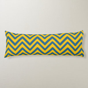 Blue Yellow Retro Chevron Pattern Lichaamskussen