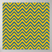 Blue Yellow  Retro Chevron Pattern Poster (Voorkant)