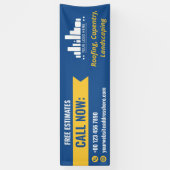 Blue Yellow Small Business Call Now Logo Promo Spandoek (Verticaal)